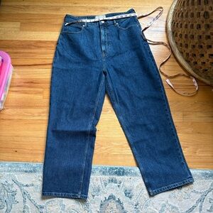 Everlane High-Rise Straight Leg Jeans in Dark Blue